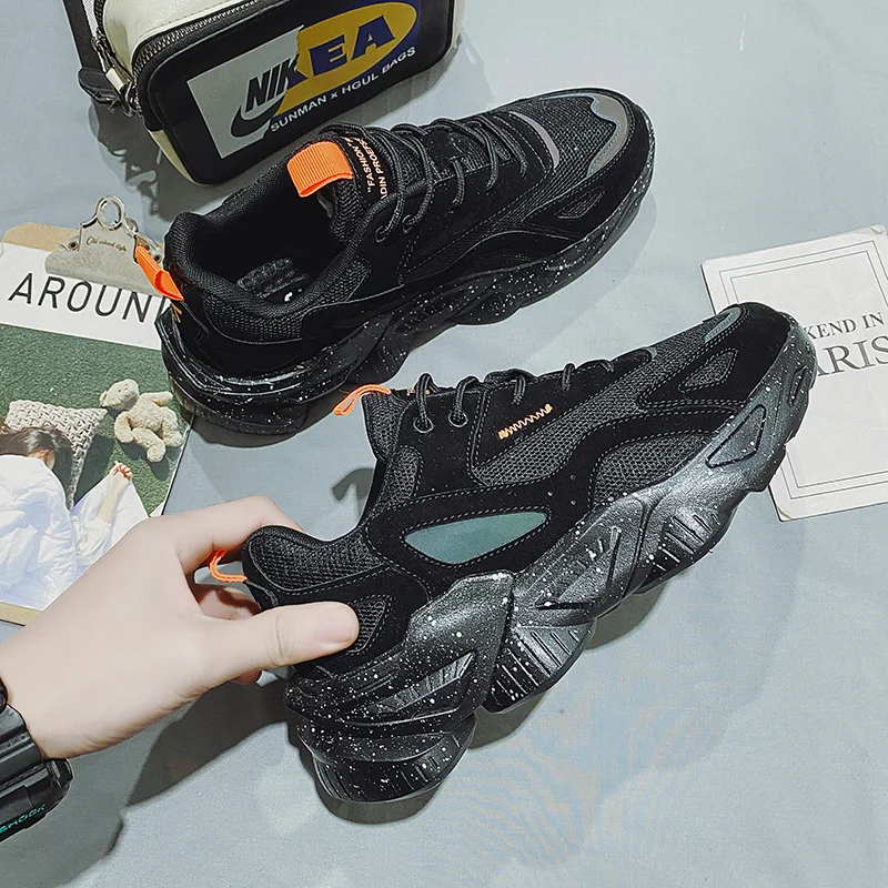 Mesh Breathable Soft Sneakers for Men Fashion Trendy Lace-up Casual Sports Shoes Outdoor Non-slip Comfortable Male Running Shoes