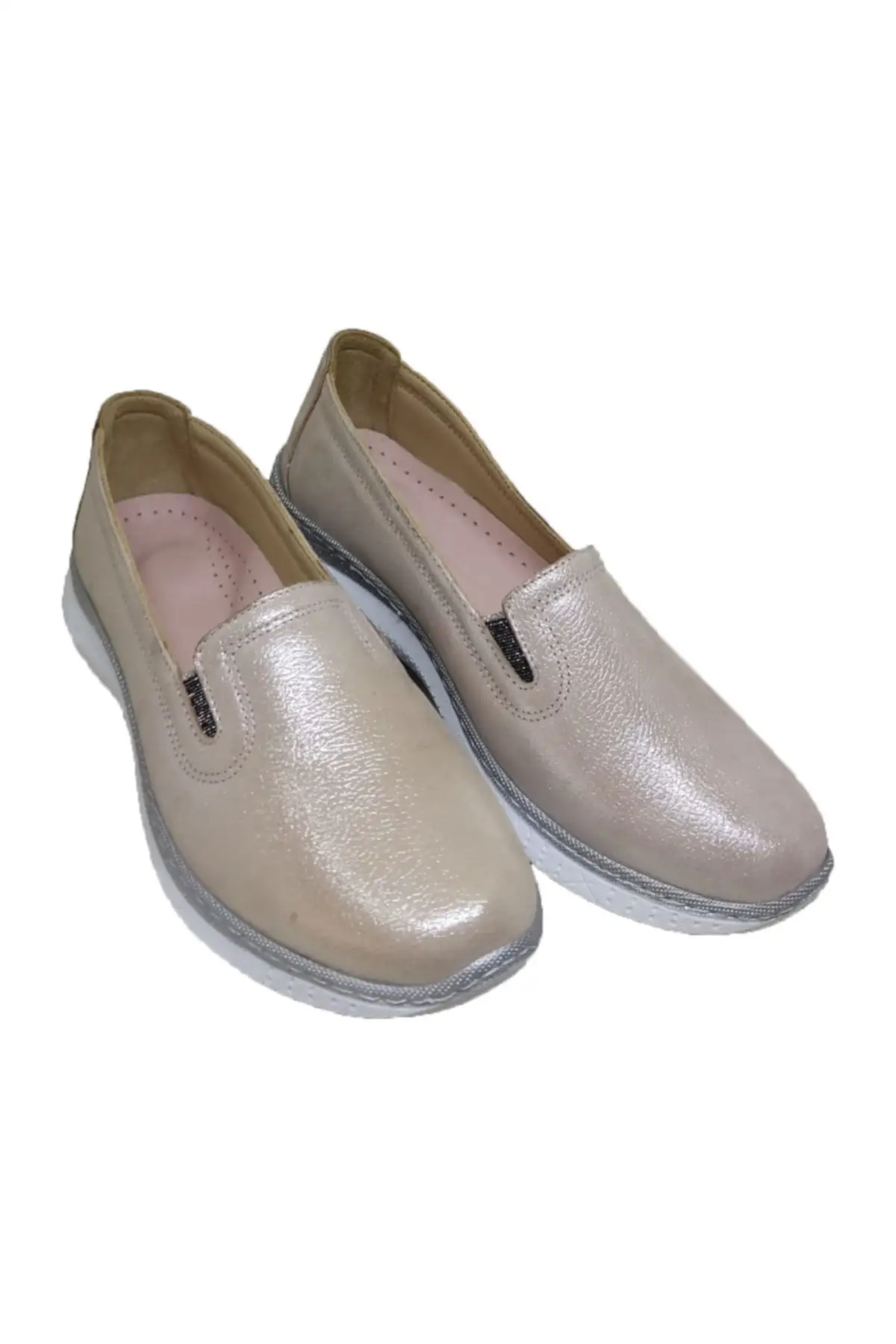 

Women Flats Shoes Silvery Powder Orthopedic Genuine Leather Sports Fashion Flats For Ladies Casual Summer Footwear
