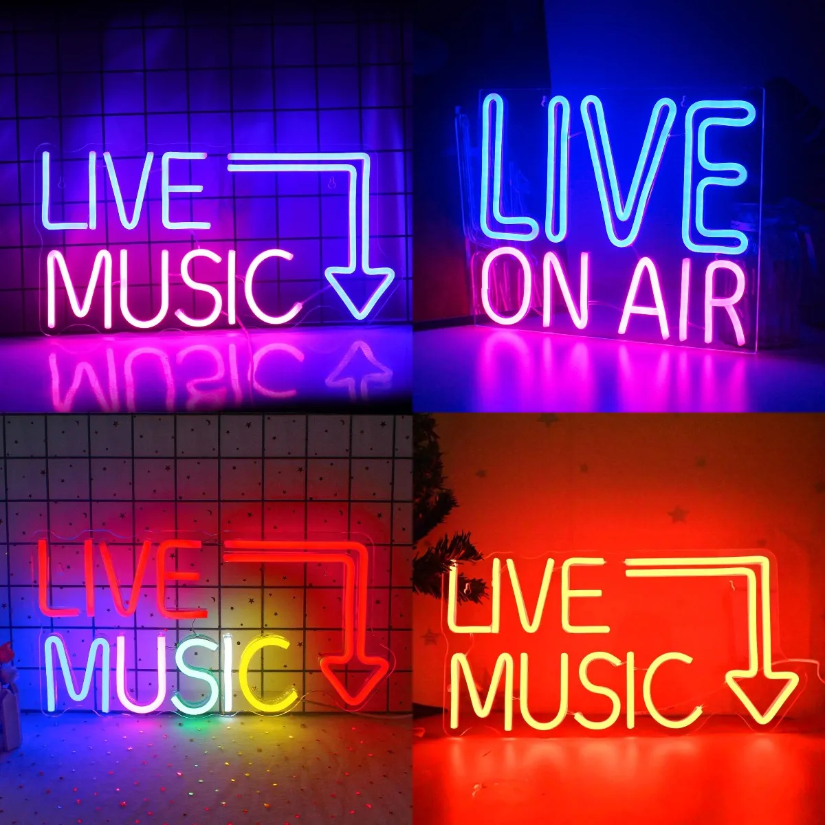 Live Music Neon Signs Music LED Neon Light Letter Light Sign Bar Light up for Beer Bar Music Studio Bedroom Wall Decor Party