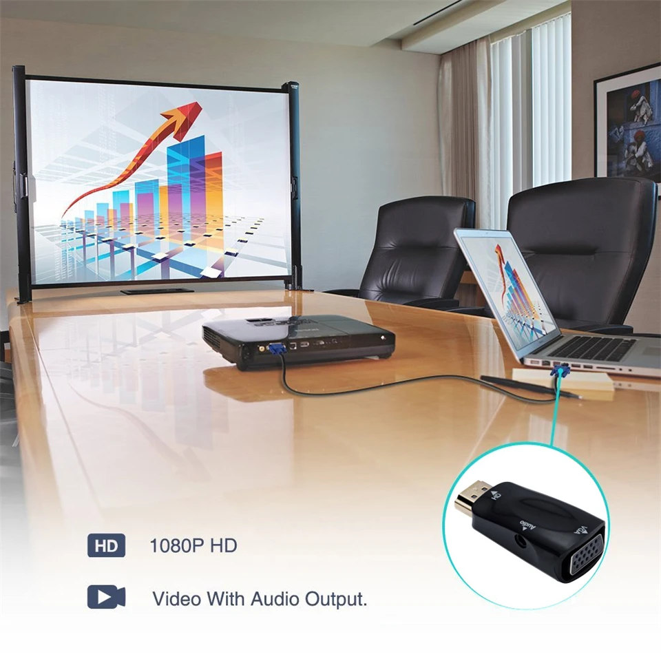 HDMI-совместимый кабель-переходник VGA конвертер папа-мама разъем 3 5 мм аудио HD 1080P