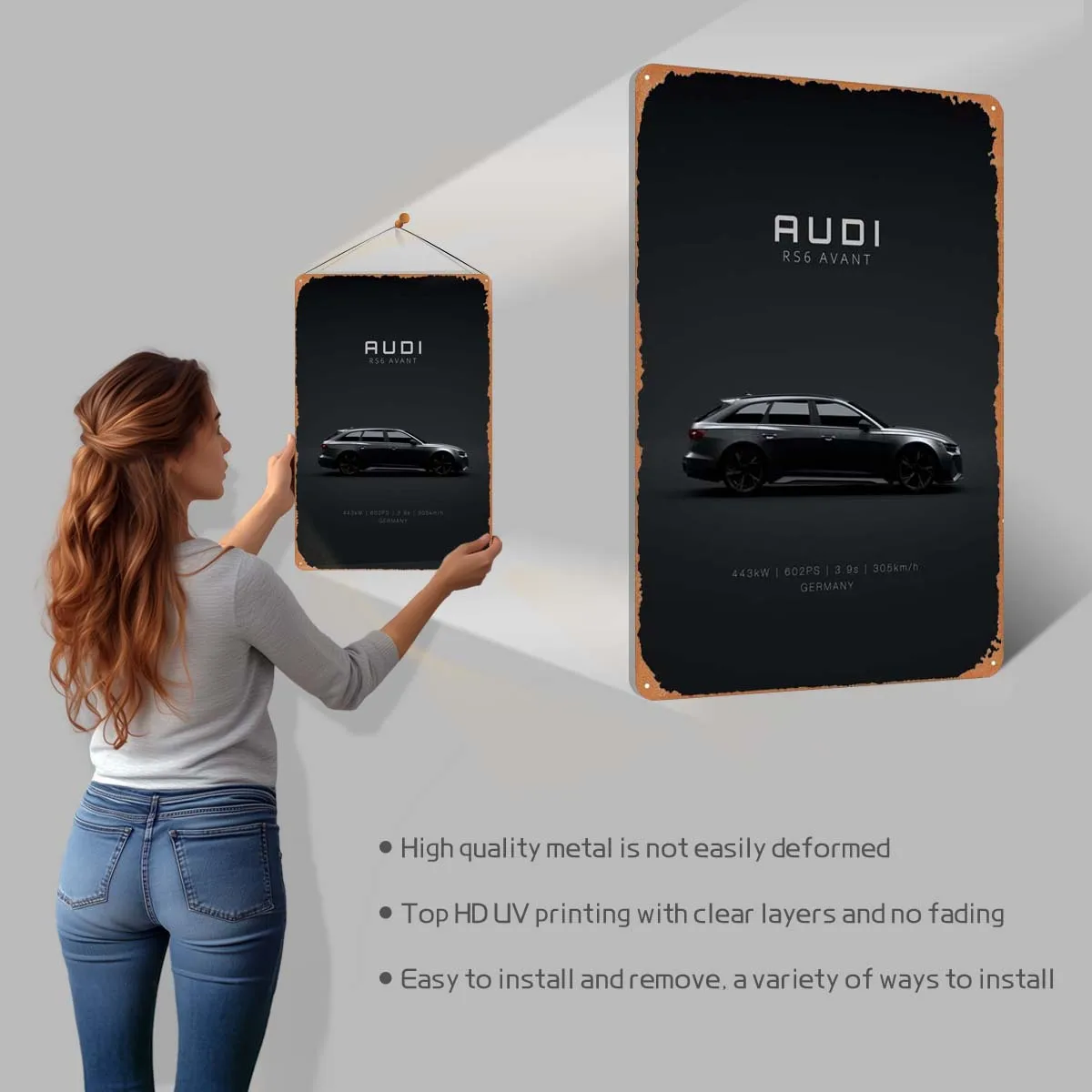 Audi RS6 Avant 2021 жестяная вывеска автомобильный металлический постер ретро знак для