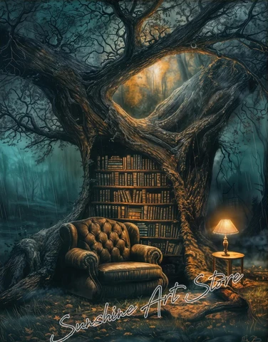 Винтажный постер "Викторианская библиотека"