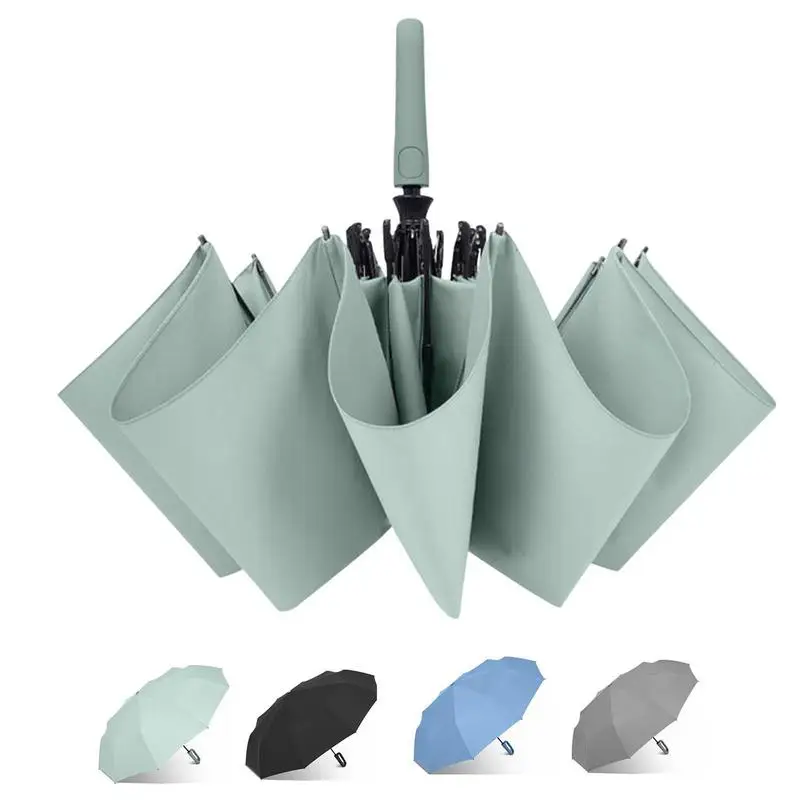 

Sun Umbrella Reinforced Ring Buckle 10 Double Bone Automatic Umbrella Men Large Clasp Folding Waterproof & UV Protection Parasol