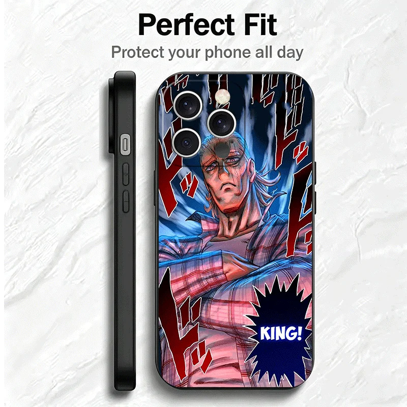 Фото Чехол для телефона One P-Punch-Mans Saitama King Soft для iPhone 11 13 14 15 16 Pro Max 17 Air 16E 12 Mini 7, черный, задняя крышка №5