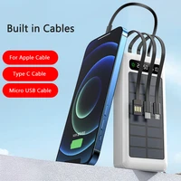40000mah30000mah solar power bank built in cable outdoor portable powerbank led display for iphone 13 12 xiaomi huawei samsung