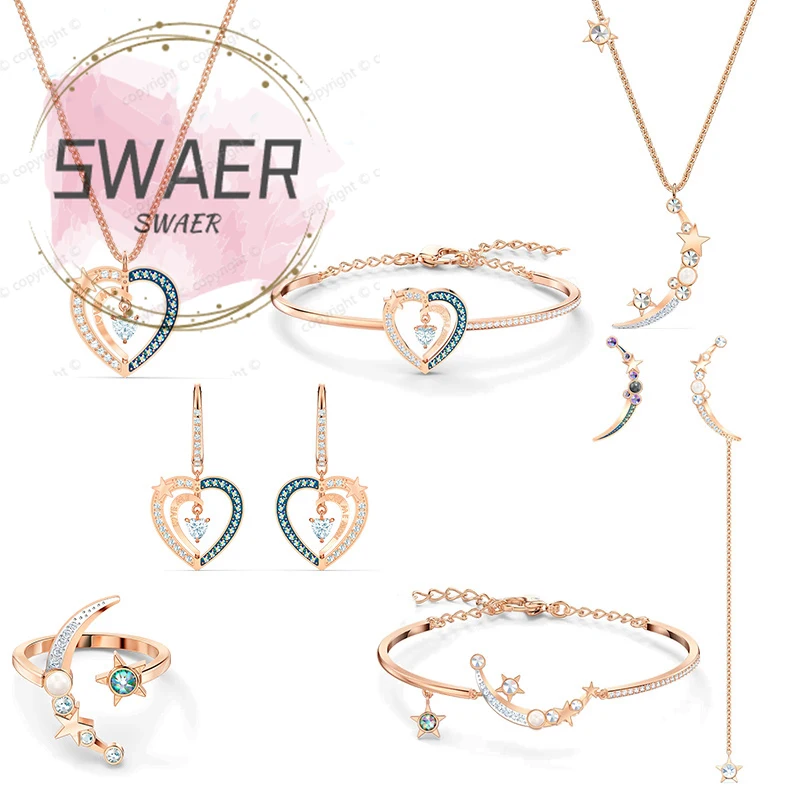 

Swars Christmas gifts for new year 2022 Trends Women's jewelry store austrian crystal Jewelry Bohemian Love Moon Bracelet Charm