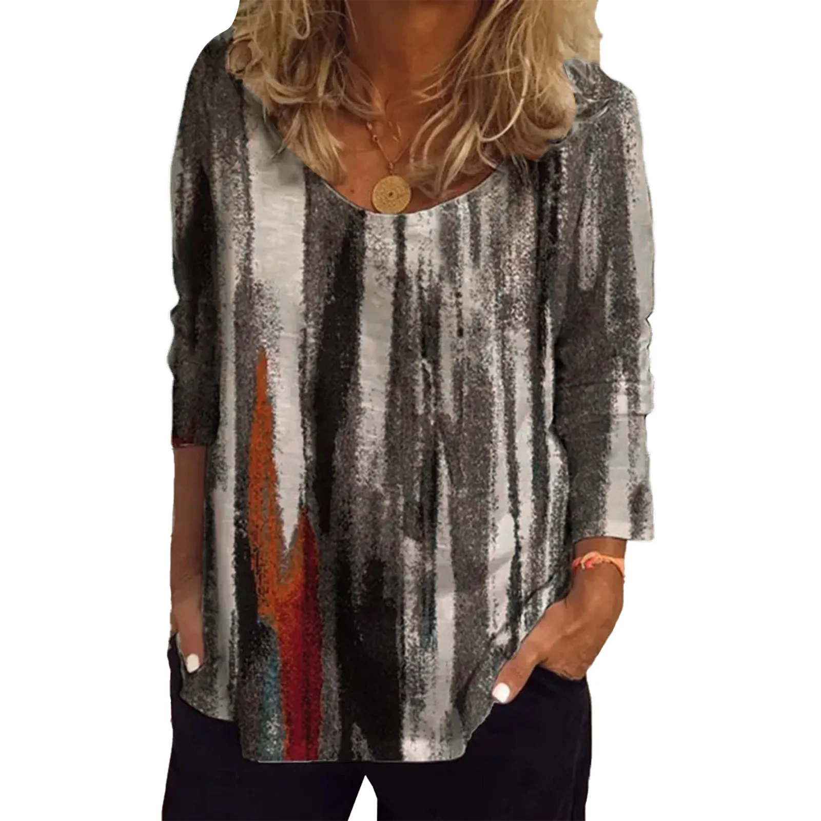 

Свободная футболка большого размера с винтажным принтом, свободные топы с длинным рукавом для активного отдыха, женские рубашка из спандекса с длинным рукавом, женские летние рубашки