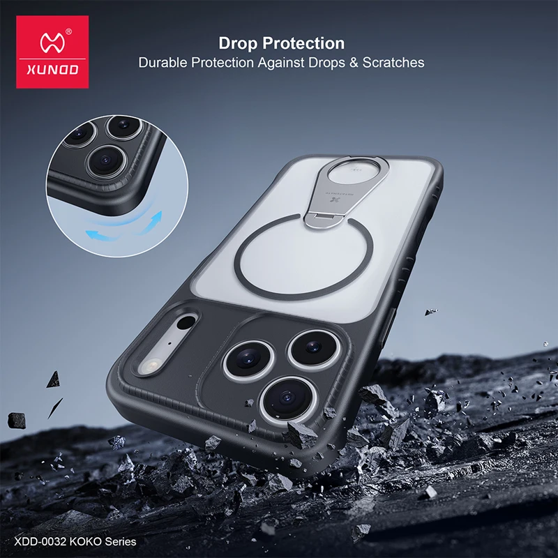 Фото Чехол Xundd для iPhone 17, серия KOKO, магнитный противоударный ПК + мягкий кольцевой держатель из ТПУ 360 °   Вращающийся чехол для iPhone 17 Pro Max (148. №2