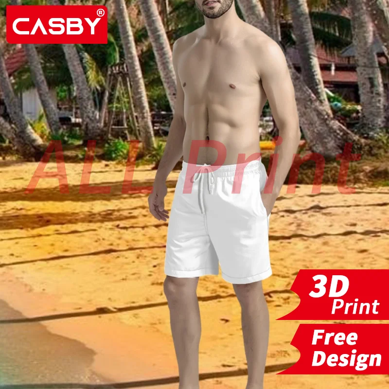 

Men Shorts Casual Solid Short Trousers Male Summer Beach Breathable Shorts 3D Print Custom Logo All Print Design DIY Free Design