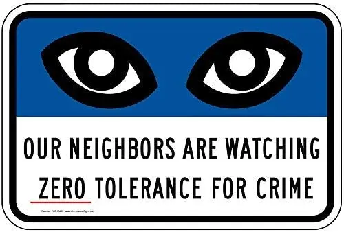 

Знак наблюдения безопасности, информация о соседских часах на английском языке, Белый Алюминиевый металлический знак, сверхпрочные забавн...