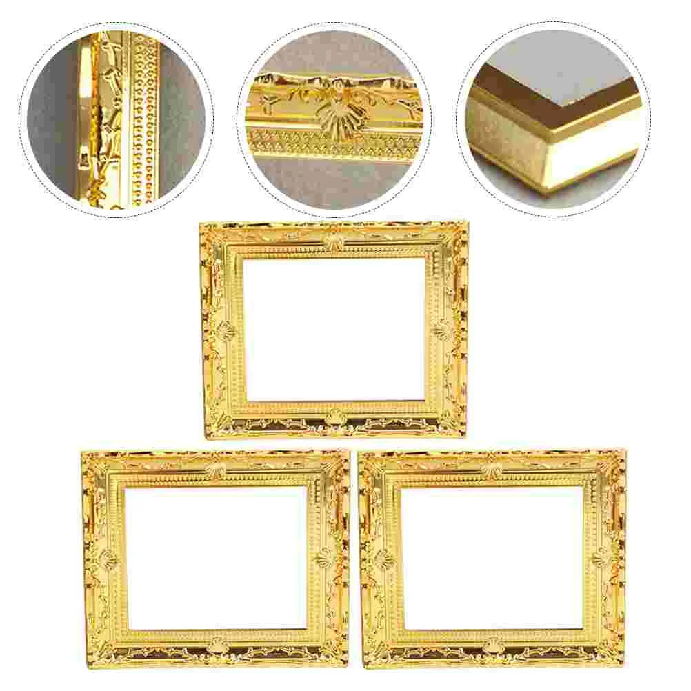 

3 Pcs Dollhouse Frame Decorative Miniature Furniture Children Decorate Landscaping Photo Plastic