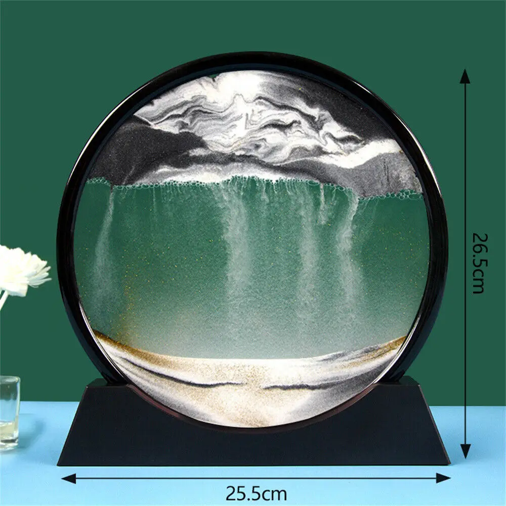 

12 Inch Mobile 3d Sand Painting Picture Round Glass Hourglass Deep-sea Sandscape Decoration-