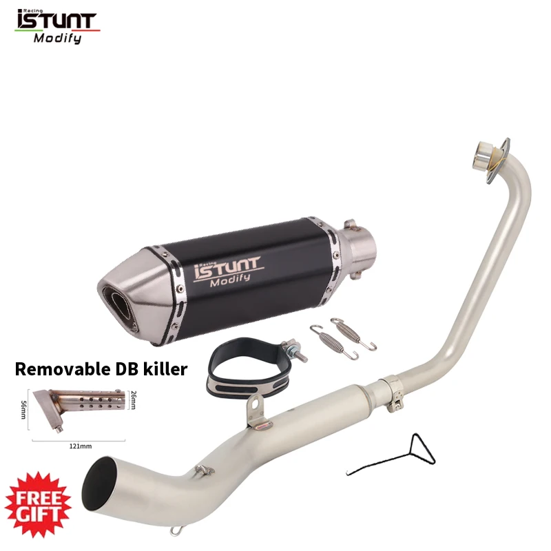 

Выхлопная система Slip-On для ZONTES ZT125 U1 G1 GK Z1 Z2 2021-2025: полная система с передней соединительной трубой без датчика O2 и глушителем