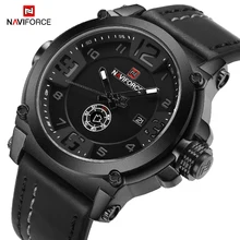 NAVIFORCE Top Luxury Brand Men Sports Military Quartz Watch Man Analog Date Clock Leather Strap Wristwatch Relogio Masculino