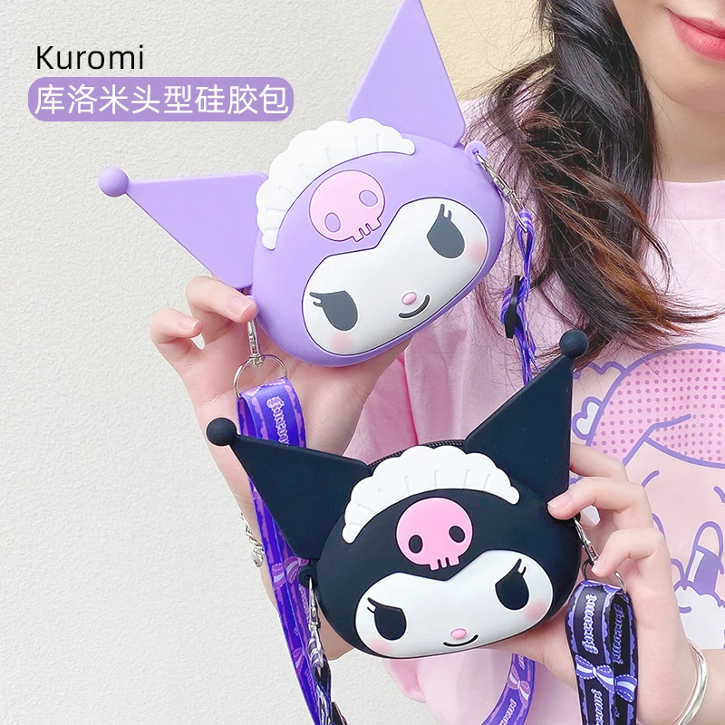 

Kawaii Sanrio аксессуары сумка Kuromi Милая Красивая силиконовая сумка мессенджер мини плечо Аниме Кошелек для монет Игрушки для девочек подарок