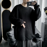 simple loose solid color korean knit sweater for fallwinter new style plus velvet trend retro fashion all match blouse
