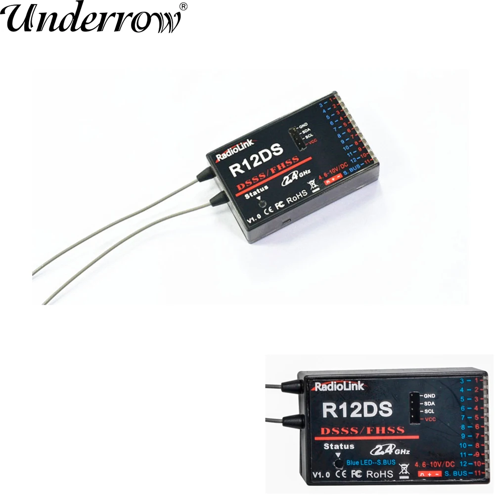 12-канальный приемник RadioLink R12DS 12CH 2,4 ГГц для передатчика летательной техники AT10