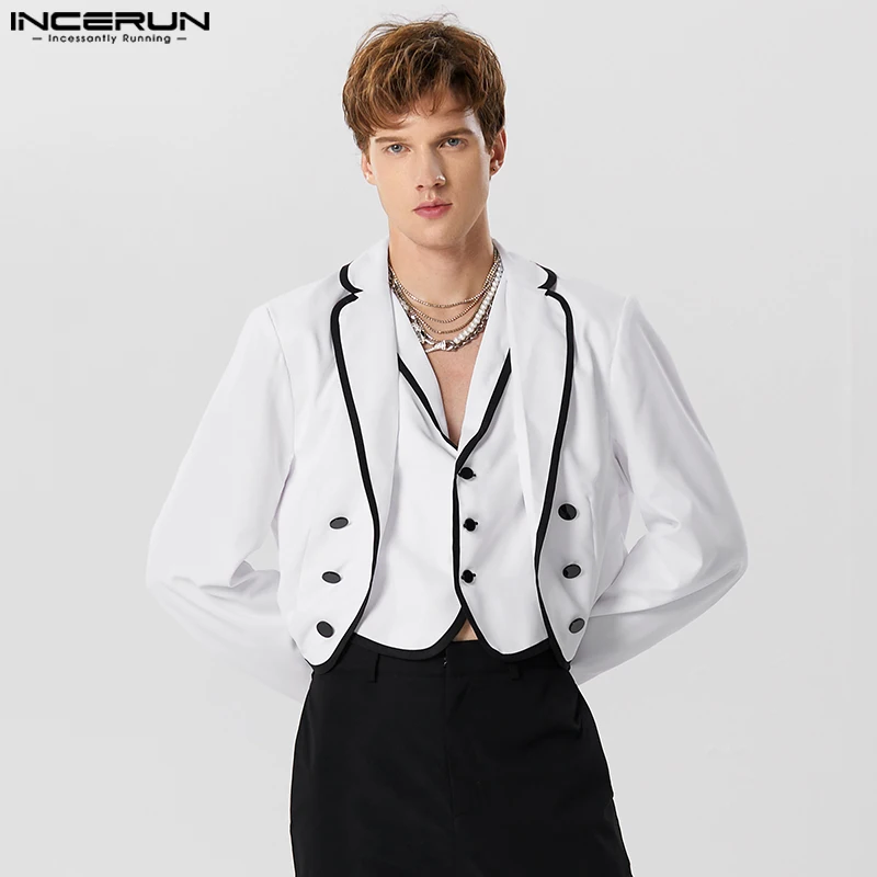 

Мужской блейзер с отложным воротником и длинным рукавом, на пуговицах