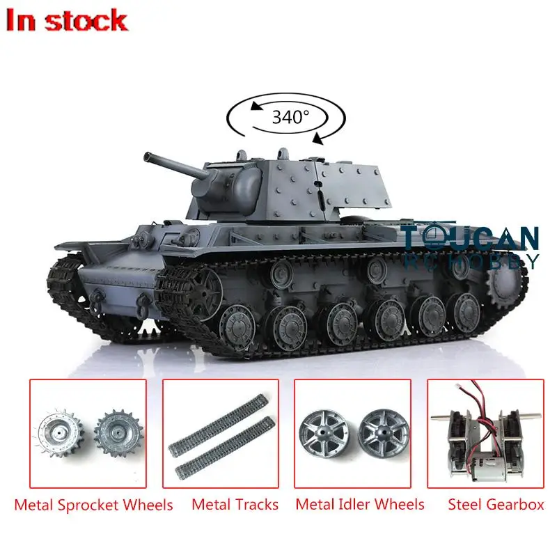 

2.4G Henglong 1/16 Gray 7.0 Soviet KV-1 RC Tank 3878 Metal Tracks BBs Shoot Armored Battle Vehicle Toys TH17480-SMT7