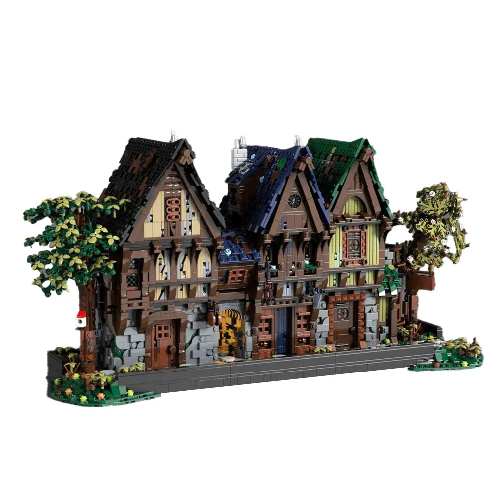 

MOC Medieval Modular Street Building Model Toy Tavern Alley Town House Castle Blacksmith Brick Construction Set Birthdays Gift