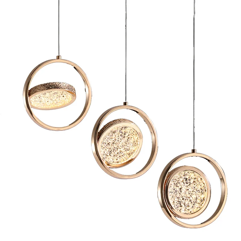 

Europe Plated Round Metal Pendant Lights Parlor Study Other Bedrooms Hanging Lamps Modern Indoor Lighting Clear Acrylic Shade