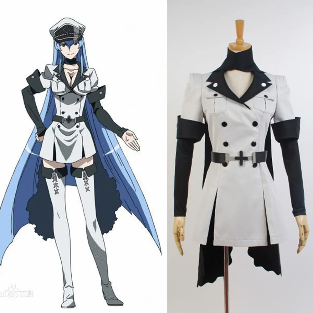 

Anime Esdese Cosplay Akame ga KILL Cosplay Costume Female Esdeath Dress Uniform Halloween Party Suit Wig