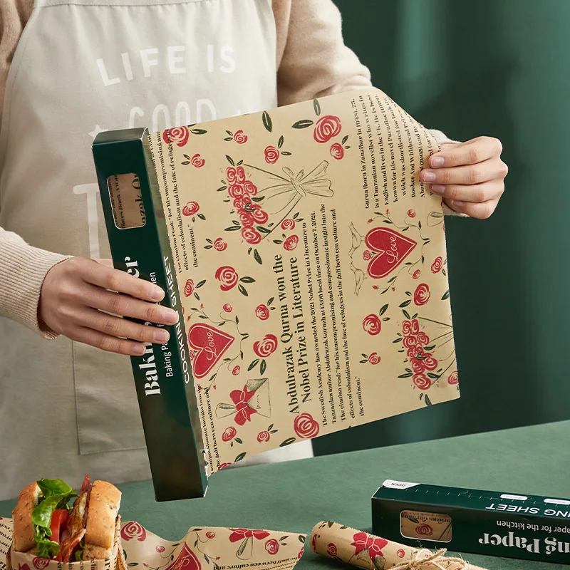 

Baking Oil Absorbent Silicone Paper Retro Light Luxury Printing Simple household Kitchen Air Fryer Oven Baking And Pastry Tools