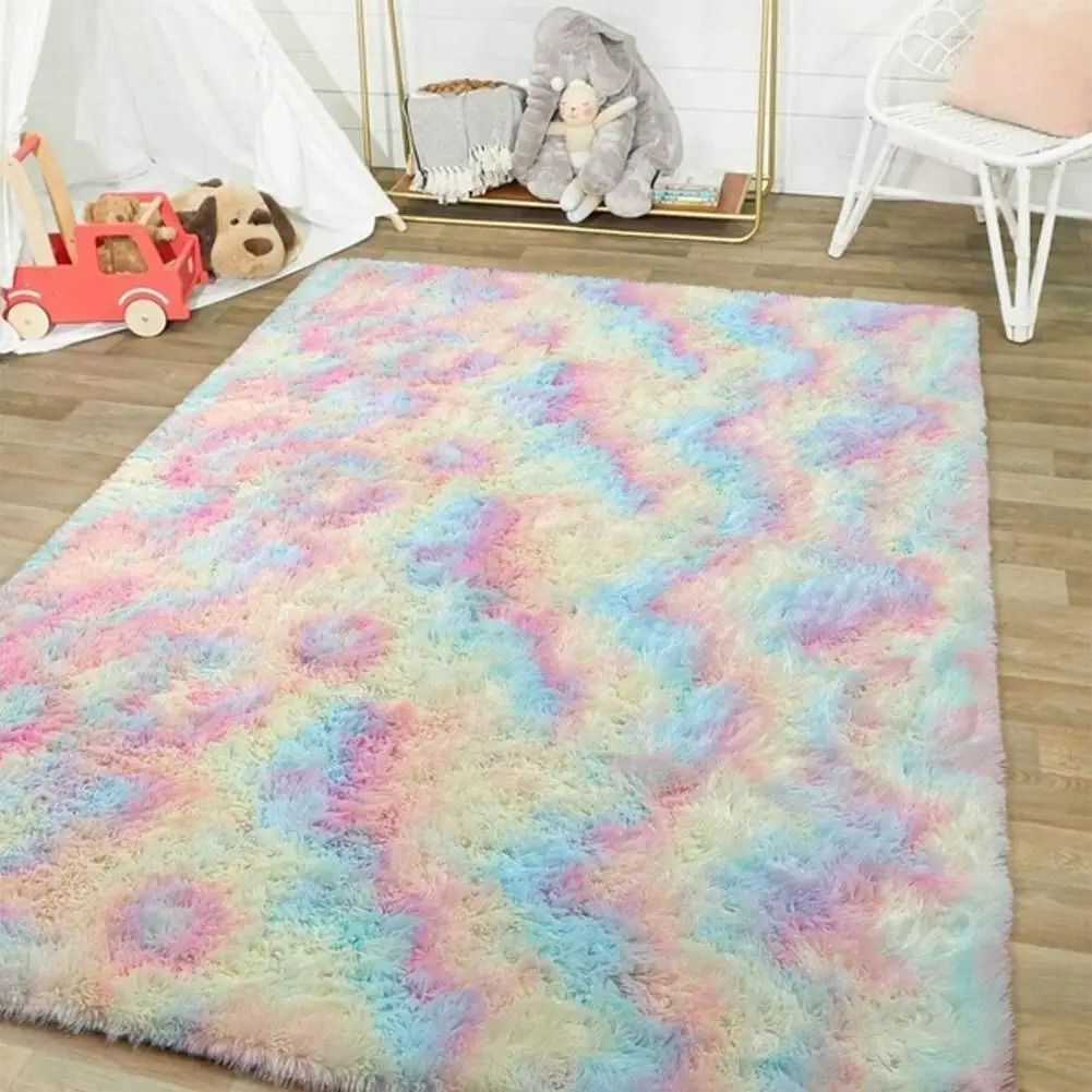 

Rainbow Colorful Carpet Fluffy Rugs Tie Dyeing Soft Plush Shaggy Area Rug Anti-Slip Carpets For Living Room Bedroom Floor Mats