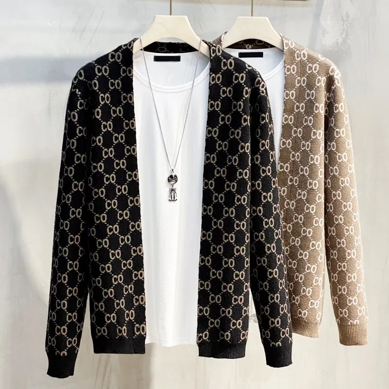 

Новинка Осень-зима модный бренд 2024 кашемировый свитер мужской кардиган свитер мужской корейский Повседневный свитер пальто куртка