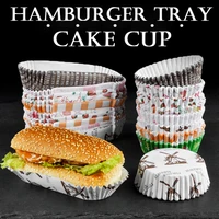 round cake cups 200pcs hamburger tray convenient and practical bread tray small cake tray cake bread paper tray