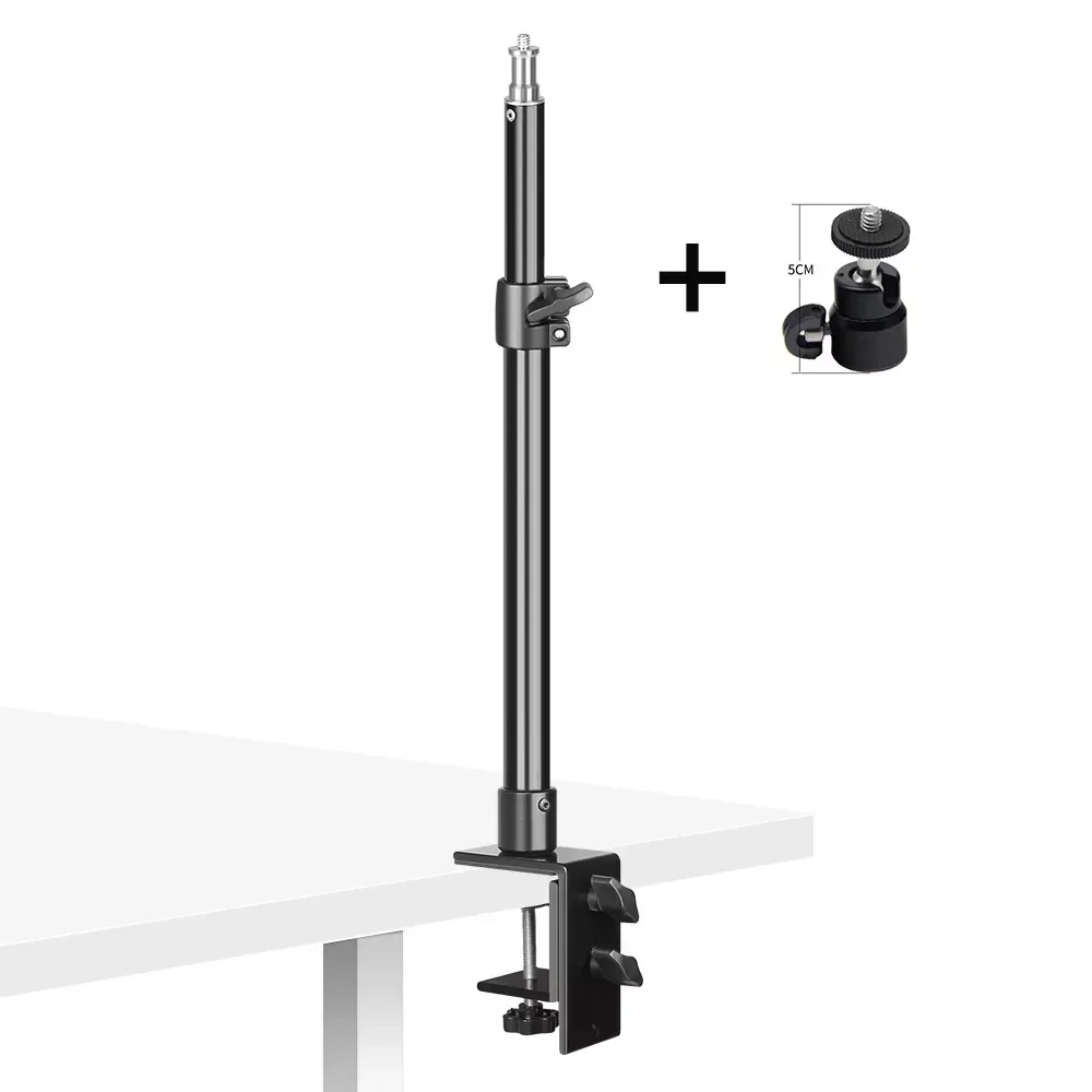 

C Tripod Clamp Desk Mount Light Stand with 1/4" Ball Head Table Fixture Ring Light Adjustable Tabletop Bracket Stand DSLR C
