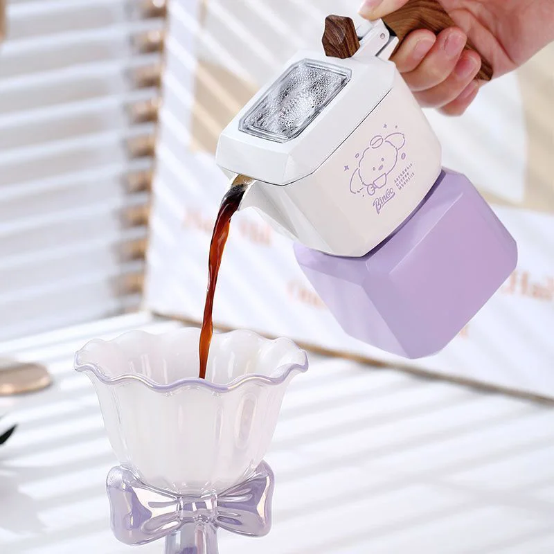 Милая кофемашина в стиле коричной итальянской кофейники кавайная мультяшная