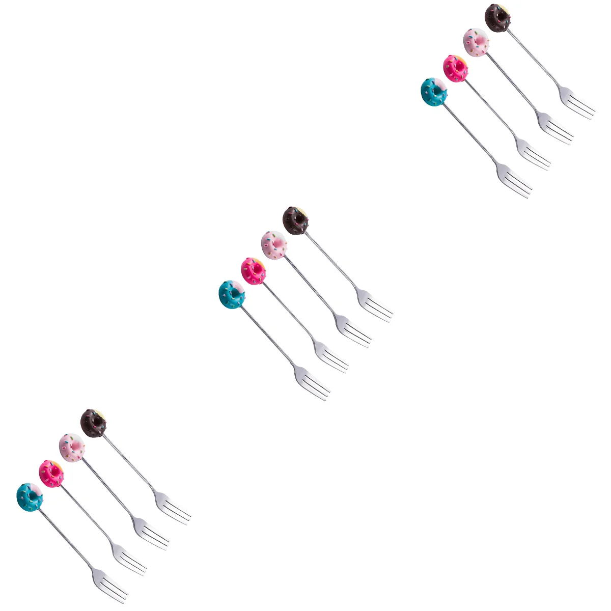 

12 вилок из нержавеющей стали, портативная мультяшная пончик, десертная посуда для кухни, ресторана