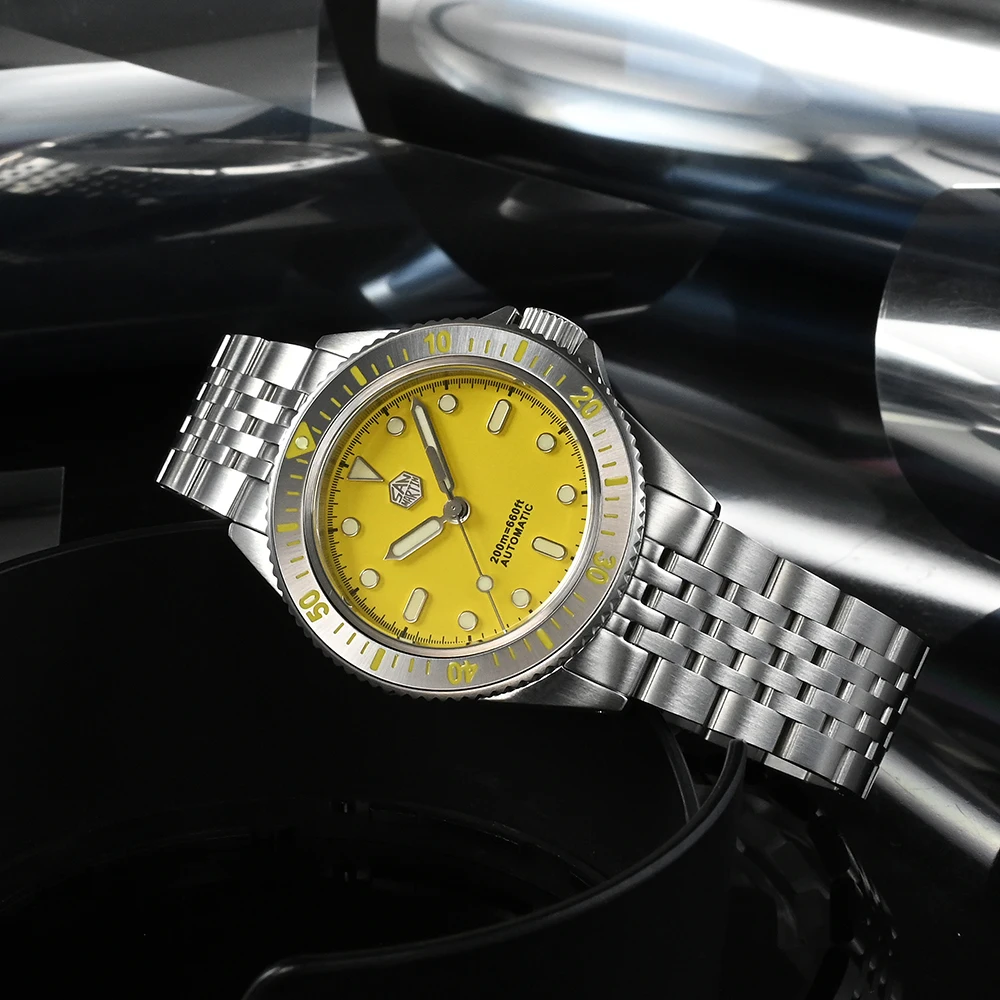 Мужские часы для дайвинга San Martin с синим циферблатом 38 мм Керамическая рамка