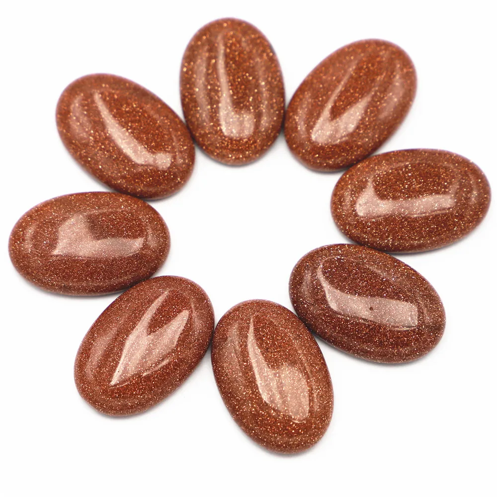 

New 30x20mm Natural Stone Gold Sands Oval Cabochon Setting Beads Fit Women Jewelry Making Supplies 12Pcs Wholesale Free Shipping