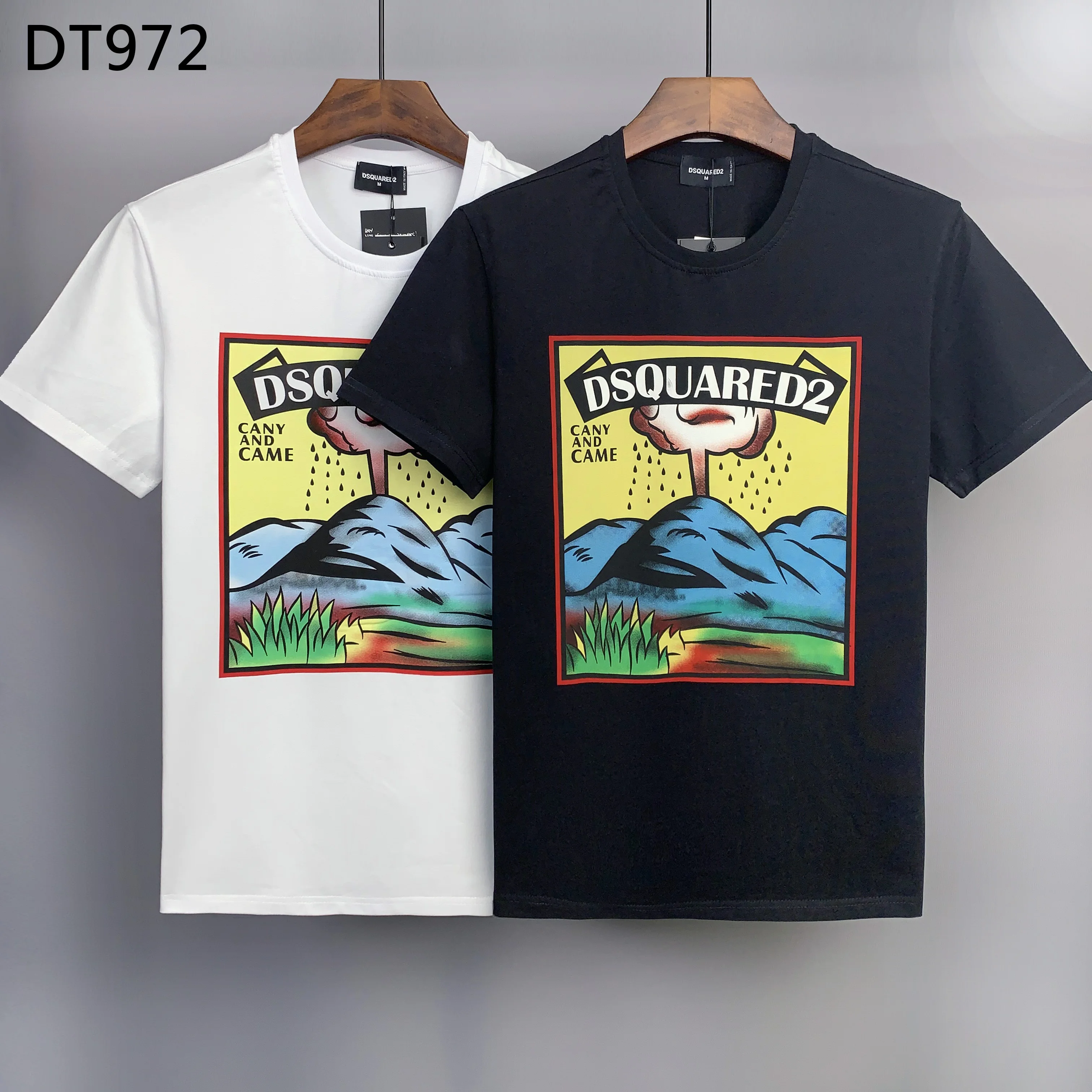 

Dsquared2 Summer New Men/Women 100% Cotton Landscape Print Casual Fashion Trend Dsq2 Round Neck T-Shirt Boyfriend Gift DT972