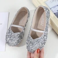 2022 spring and autumn new girls princess leather shoes childrens single shoes toddler shoes soft soled dancing shoes silver
