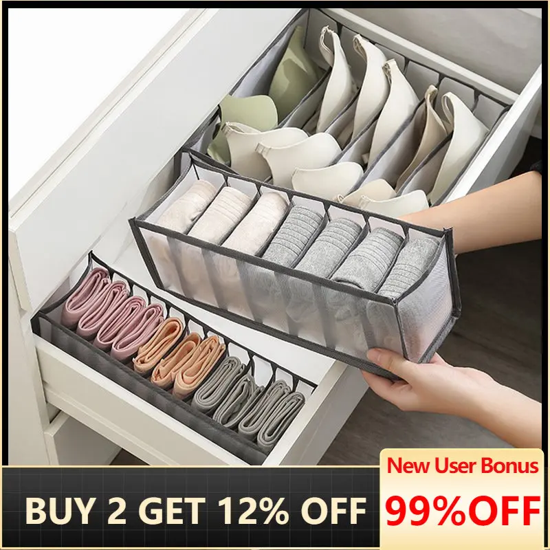 

Folding Closet Pants Organizer Wardrobe Jeans Organizers For Clothes Underwear Storage Box Mesh Separation Stacking Drawer Divid