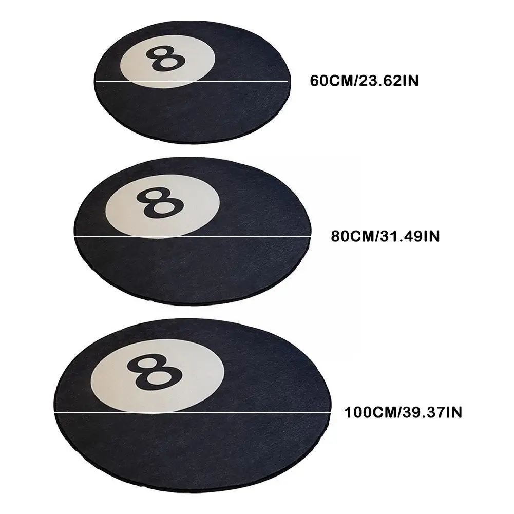 

60/80/100cm Billiards Carpet Floor Mat Retro Black No.8 Hip Hop Carpets For Bed Room Plush Carpet Area Rug For Living Room J7K2