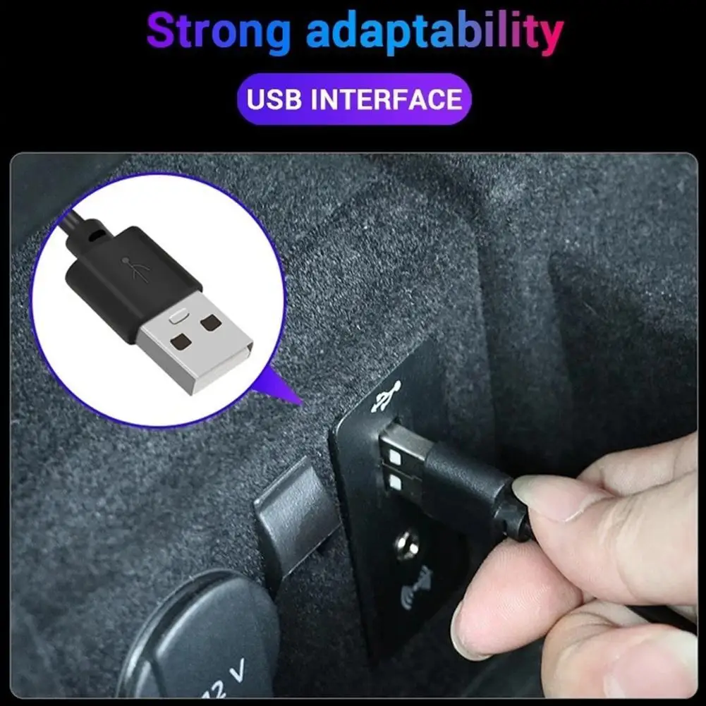 Car LED Atmosphere Light Modified USB One-to-four Lighting Foot-free Wiring Decorative Lights |