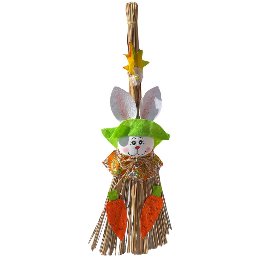 

Easter Tree Rabbit Decorations Ornaments Hanging Broom Bunny Decoration Straw Pendant Witch Ornament Stuffers Animal Figurine