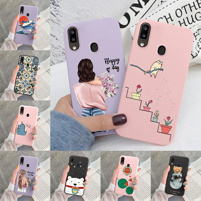 Чехол для Samsung Galaxy A30 A20 мягкий чехол из ТПУ с милым рисунком кошки медведя цветка