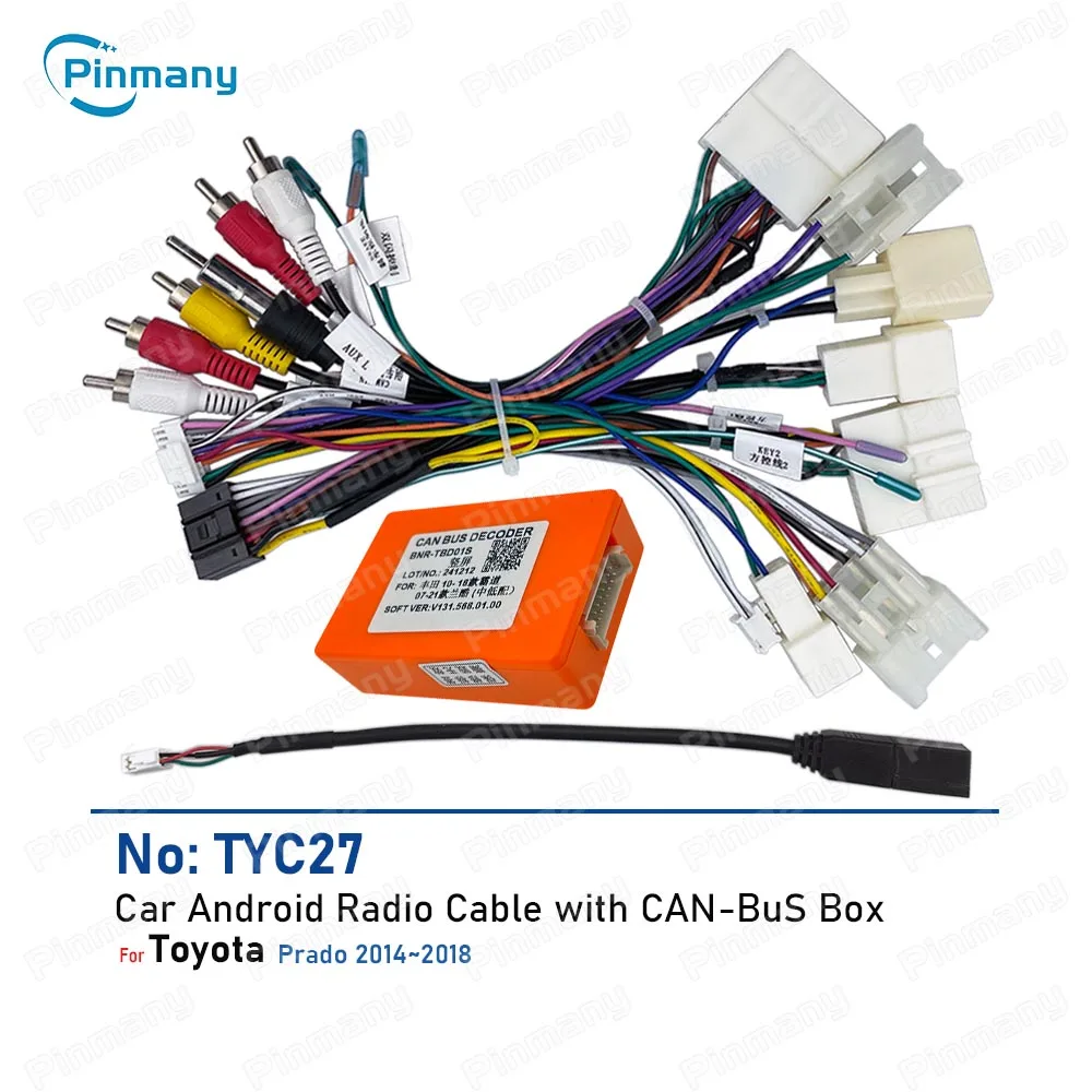 

Автомобильный стерео кабель, декодер шины CAN для 2014 ~ 2018 TOYOTA Prado android, головное устройство, жгут проводов питания, разъем, адаптер