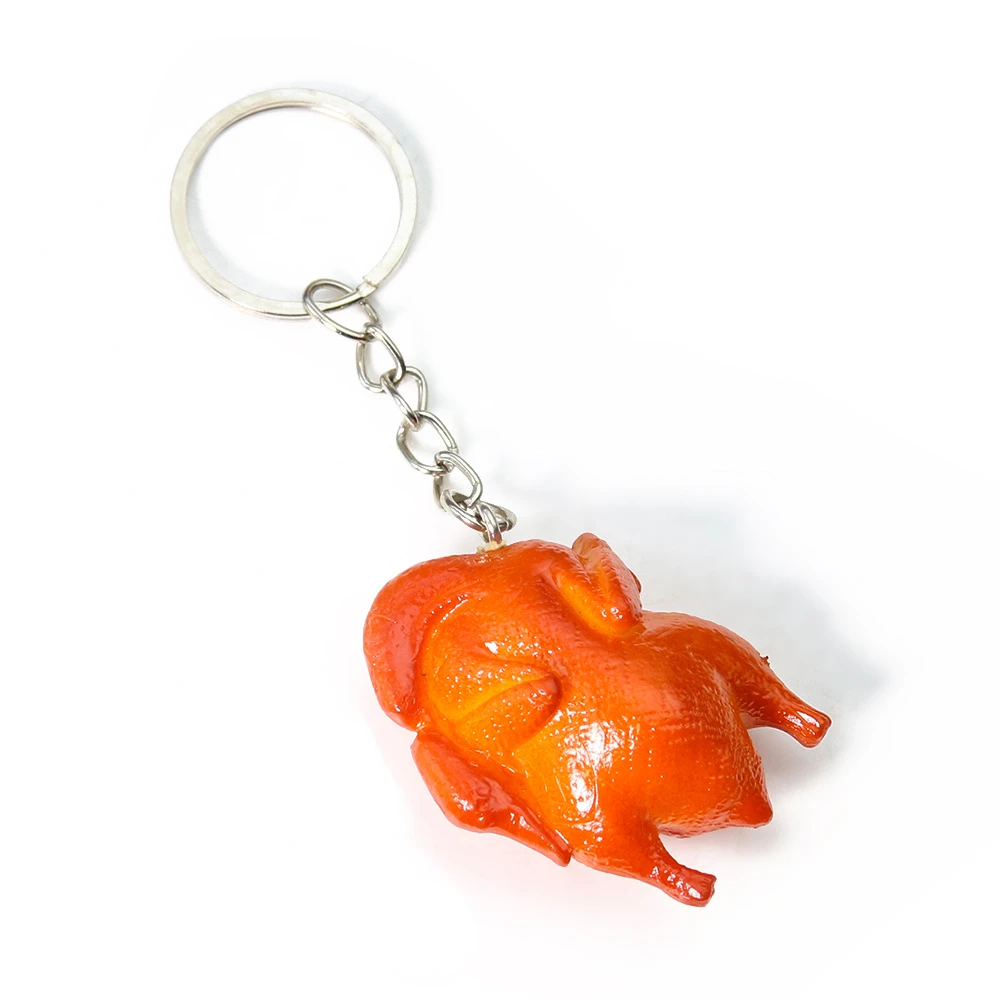 

Emulation Delicacies Roast Chicken Food Resin PVC Keychain Peking Duck Funny Charm Dangle Purse Backpack Pendant Hanging Jewelry