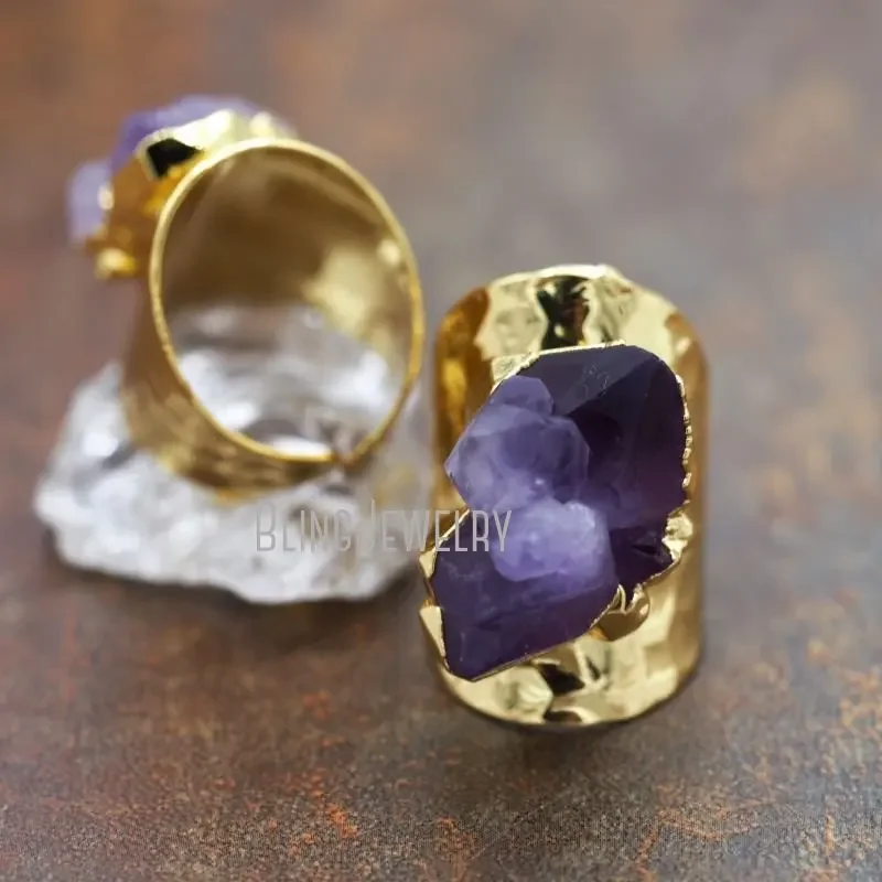 Ювелирные изделия с аметистом Cluster золотого цвета обручальное кольцо большим