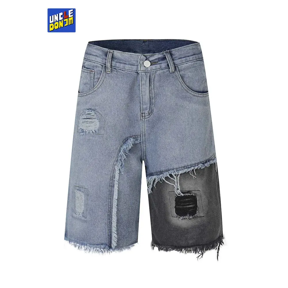 

Contrast Patched Denim Shorts New Harajuku Punk Rock Gym Shorts Summer Fashion Casual Y2k Hip Hop Denim Shorts Vintage