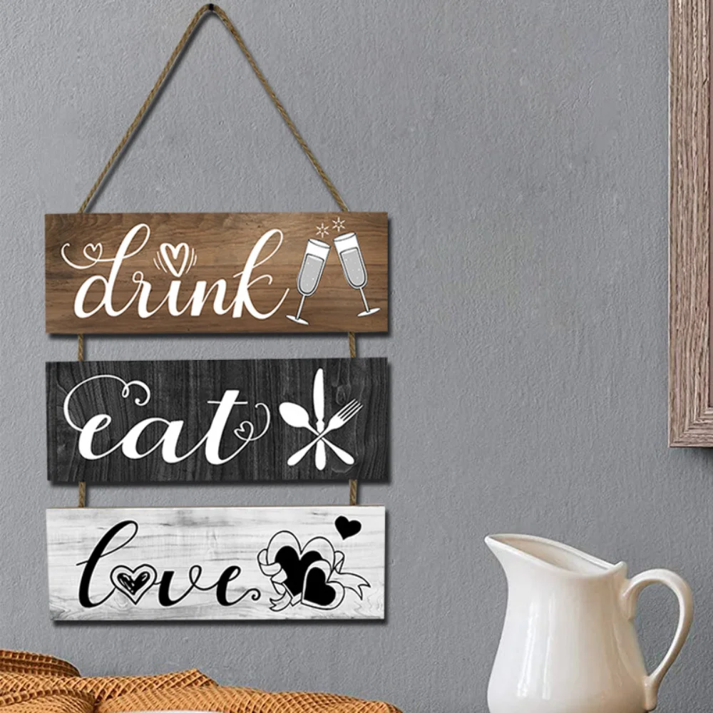 

Kitchen Dining Room Wooden Hanging Signs Wood Plaque Background Wall Decor for Family Home Cafe Kitchen Decoration