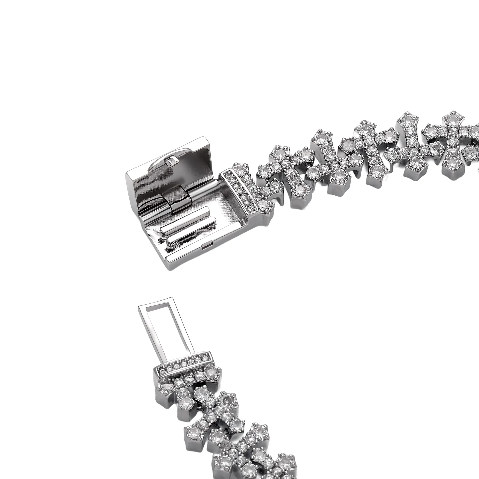 Фото Браслеты-цепочки TOPGRILLZ Iced Out с крестом, полностью инкрустированные кубическим цирконием, с цельным медным основанием, на щиколотку, с застежкой-бокс, модные панк-украшения №4