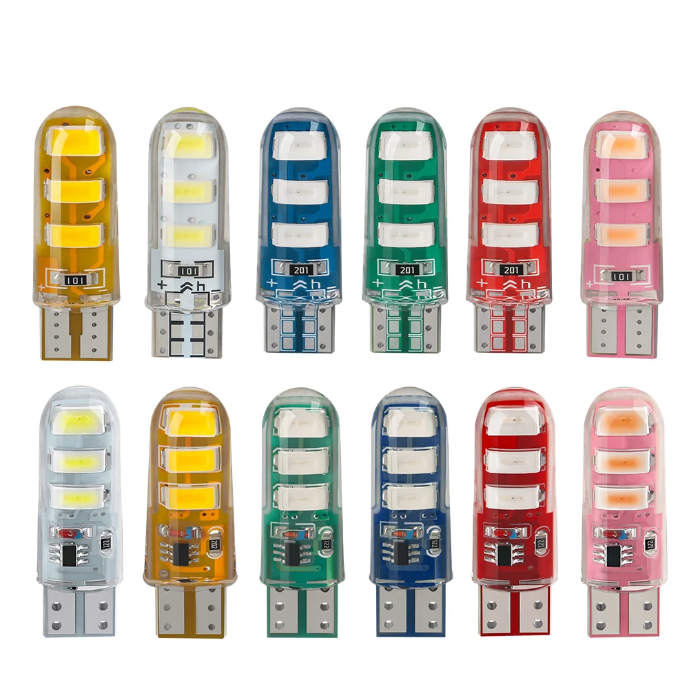 2 шт., T10 W5W стробоскопическая вспышка, Женская силиконовая лампа COB, автомобильная лампа с клиновидным цоколем 12 В, боковая парковочная лампа 5630 6SMD, лампа для чтения, белая