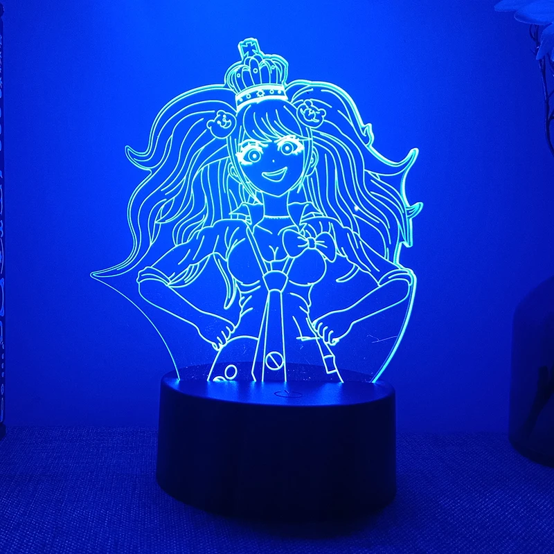 Danganronpa Enoshima Junko Anime Figure 3d Led Night Light For Bedroom Lava Lamp Manga Room Decor Children's Birthday Gift